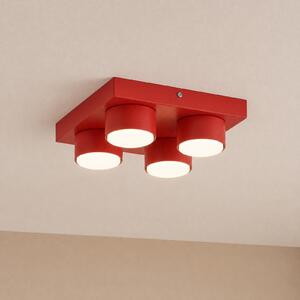 TK Lighting Plafonieră Brix, roșie, lungime 23 cm, cu 4 becuri, GX53, reglabil, Roșu, Camera de zi / sufragerie, Metal, Modern