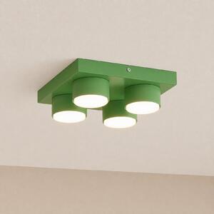 TK Lighting Plafonieră Brix, verde, lungime 23 cm, cu 4 becuri, GX53, reglabil, Verde, Camera de zi / sufragerie, Metal, Modern
