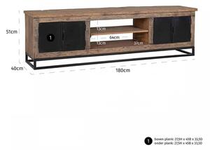 Comoda Tv din lemn reciclat Raffles 180 cm