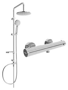 Mexen Carl set de duș cu pară de tip ploaie și baterie de duș termostatică Kai, Crom - 77100240-00