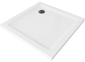 Mexen Flat cadă pentru duș pătrată slim 70 x 70 cm, Albă, sifon Neagră - 40107070B