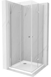 Mexen Lima Duo, cabină de duș 100 (uşă) x 100 (uşă) cm, sticlă transparentă 6mm, profil crom + cadă de duș SLIM 5cm, 856-100-100-01-02-4010