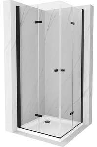 Mexen Lima Duo cabină de duș pliabilă 70 x 70 cm, transparent, Neagră + cadă de duș Flat - 856-070-070-70-02-4010B