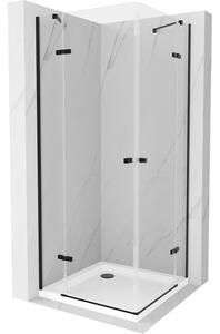 Mexen Roma Duo cabină de duș cu balamale 100 x 100 cm, transparent, Neagră + cadă de duș Flat - 854-100-100-70-02-4010B
