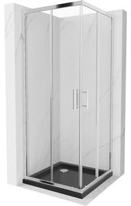 Mexen Rio cabină de duș pătrată 80 x 80 cm, transparent, Crom + cadă de duș Flat, Neagră - 860-080-080-01-00-4070