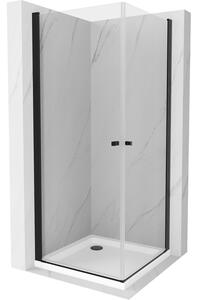 Mexen Pretoria Duo cabină de duș cu balamale 90 x 90 cm, transparent, Neagră + cadă de duș Flat - 852-090-090-70-02-4010B