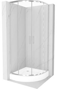 Mexen Rio cabină de duș semirotundă 90 x 90 cm, transparent, Crom + cadă de duș Rio, Albă - 863-090-090-01-00-4710