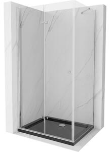 Mexen Lima, cabină de duș cu ușă rabatabilă 100 (uşă) x 80 (perete) cm, sticlă transparentă 6 mm, profil cromat + cadă de duș subțire neagră + sifon …