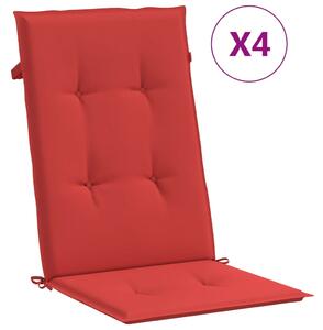 Perne scaun cu spătar înalt, 4 buc., roșu, 120x50x3 cm, textil