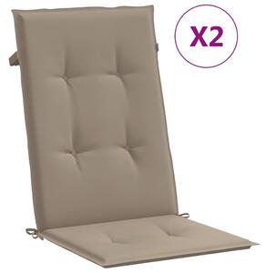 Perne scaun spătar înalt 2 buc., gri taupe, 120x50x3 cm, textil