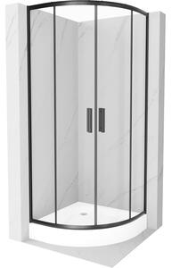 Mexen Rio cabină de duș semirotundă 70 x 70 cm, transparent, Neagră + cadă de duș Rio, Albă - 863-070-070-70-00-4710