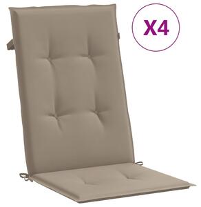 Perne scaun spătar înalt 4 buc., gri taupe, 120x50x3 cm, textil