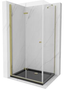 Mexen Lima, cabină de duș cu ușă rabatabilă 80 (uşă) x 100 (perete) cm, sticlă transparentă 6 mm, profil crom + cadă de duș subțire neagră + sifon au…