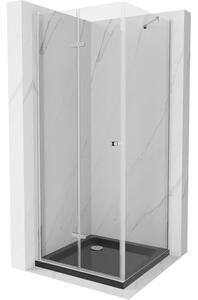 Mexen Lima cabină de duș pliabilă 90 x 90 cm, transparent, Crom + cadă de duș Flat, Neagră - 856-090-090-01-00-4070
