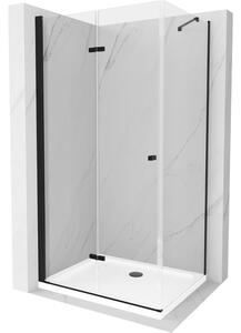 Mexen Lima cabină de duș pliabilă 120 x 80 cm, transparent, Neagră + cadă de duș Flat, Albă - 856-120-080-70-00-4010B