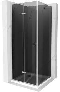 Mexen Lima cabină de duș pliabilă 90 x 90 cm, Grafit, Crom + cadă de duș Flat, Albă - 856-090-090-01-40-4010
