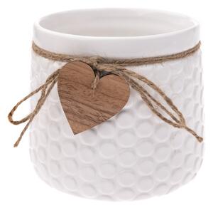 Mască de ghiveci din ceramică Heart, albă, 14 x12,5 x 11,5 cm