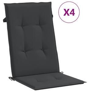 Perne scaun spătar înalt, 4 buc., negru, 120x50x3 cm, textil