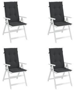 Perne scaun spătar înalt, 4 buc., negru, 120x50x3 cm, textil