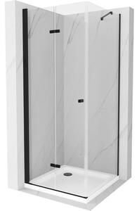 Mexen Lima cabină de duș pliabilă 100 x 100 cm, transparent, Neagră + cadă de duș Flat, Albă - 856-100-100-70-00-4010B
