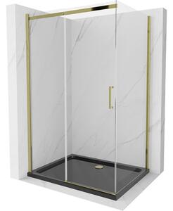 Mexen Omega cabină de duș extensibilă 120 x 80 cm, transparent, Aurie + cadă de duș Flat, Neagră - 825-120-080-50-00-4070G