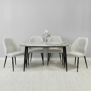 Set Masă fixă Atlas Marble Figure cu 4 Scaune Velto Gri Deschis