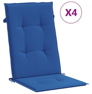 Perne scaun spătar înalt, 4 buc., albastru, 120x50x3 cm, textil