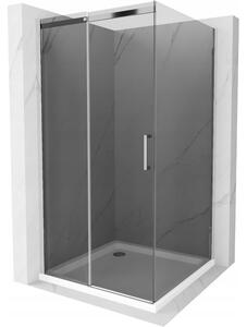 Mexen Omega cabină de duș extensibilă 100 x 100 cm, Grafit, Crom + cadă de duș Flat, Albă - 825-100-100-01-40-4010