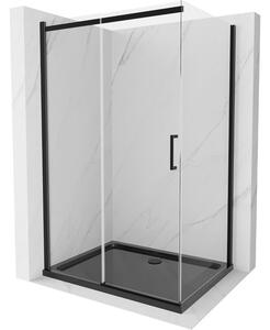 Mexen Omega cabină de duș extensibilă 120 x 90 cm, transparent, Neagră + cadă de duș Flat, Neagră - 825-120-090-70-00-4070B