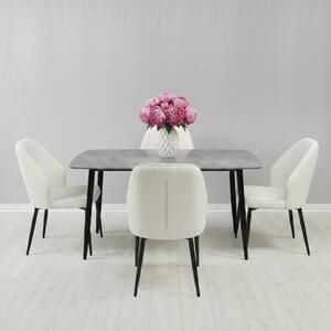 Set Masă fixă Atlas Marble Gri cu 4 Scaune Velto Crem