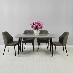 Set Masă fixă Atlas Marble Gri cu 4 Scaune Velto Capucino