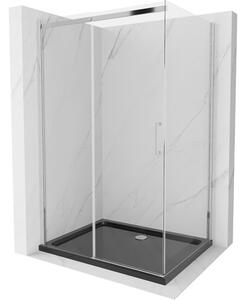 Mexen Omega cabină de duș extensibilă 120 x 80 cm, transparent, Crom + cadă de duș Flat, Neagră - 825-120-080-01-00-4070