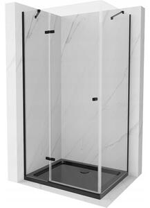 Mexen Roma cabină de duș cu balamale 80 x 120 cm, transparent, Neagră + cadă de duș Flat, Neagră - 854-080-120-70-00-4070B
