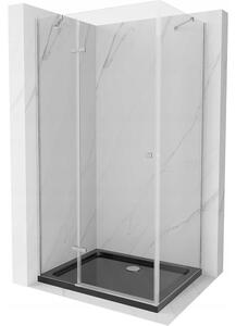 Mexen Roma cabină de duș cu balamale 120 x 80 cm, transparent, Crom + cadă de duș Flat, Neagră - 854-120-080-01-00-4070