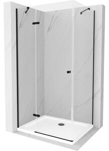 Mexen Roma cabină de duș cu balamale 80 x 120 cm, transparent, Neagră + cadă de duș Flat, Albă - 854-080-120-70-00-4010B