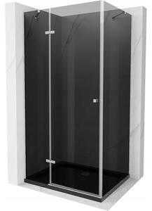 Mexen Roma cabină de duș cu balamale 120 x 80 cm, Grafit, Crom + cadă de duș Flat, Neagră - 854-120-080-01-40-4070