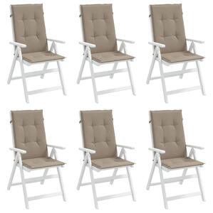 Perne scaun spătar înalt 6 buc., gri taupe, 120x50x3 cm, textil
