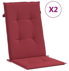 Perne scaun cu spătar înalt, 2 buc., roșu, 120x50x3 cm, textil