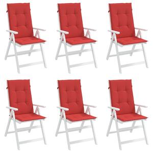 Perne scaun cu spătar înalt, 6 buc., roșu, 120x50x3 cm, textil
