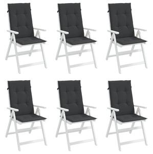 Perne scaun spătar înalt, 6 buc., negru, 120x50x3 cm, textil