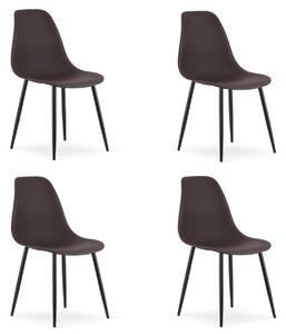 Set 4 scaune maro închis OSAKA cu picioare negre