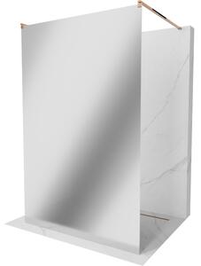 Mexen Kioto, paravan de duș 110 x 200 cm, sticlă de 8 mm cu efect de oglindă, 2x distanțier stabilizator auriu, profil auriu roz, 800-110-002-60-50