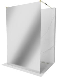 Mexen Kioto, paravan de duș 100 x 200 cm, sticlă cu oglindă de 8 mm, 2x distanțier stabilizator auriu, 800-100-002-50-50