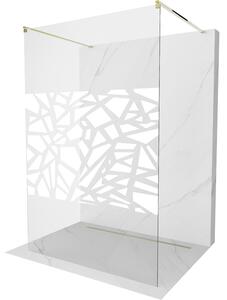 Mexen Kioto perete de duș de sine stătător 100 x 200 cm, transparent/Model alb 8 mm, Aurie - 800-100-002-50-85