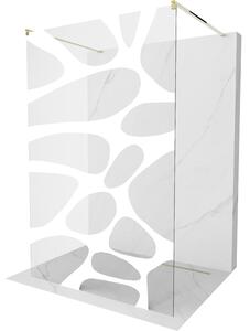 Mexen Kioto perete de duș de sine stătător 100 x 200 cm, transparent/Model alb 8 mm, Aurie - 800-100-002-50-97