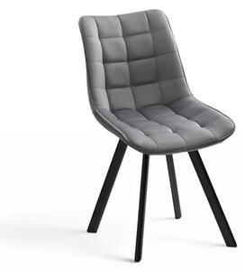 Scaun tapițat Clemio cu picioare metalice - catifea gri închis Bluvel 14 / picioare negre