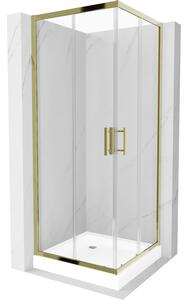 Mexen Rio cabină de duș pătrată 80 x 80 cm, transparent, Aurie + cadă de duș Rio, Albă - 860-080-080-50-00-4510