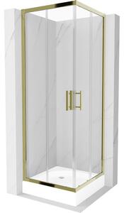 Mexen Rio cabină de duș pătrată 70 x 70 cm, transparent, Aurie + cadă de duș Rio, Albă - 860-070-070-50-00-4510