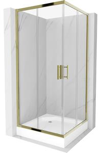 Mexen Rio cabină de duș pătrată 90 x 90 cm, transparent, Aurie + cadă de duș Rio, Albă - 860-090-090-50-00-4510
