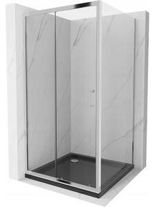 Mexen Apia cabină de duș extensibilă 100 x 100 cm, transparent, Crom + cadă de duș Flat, Neagră - 840-100-100-01-00-4070